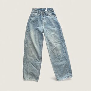 H&M &Denim Baggy High Waist Jeans Women’s Light Wash Wide Balloon Leg Size 0